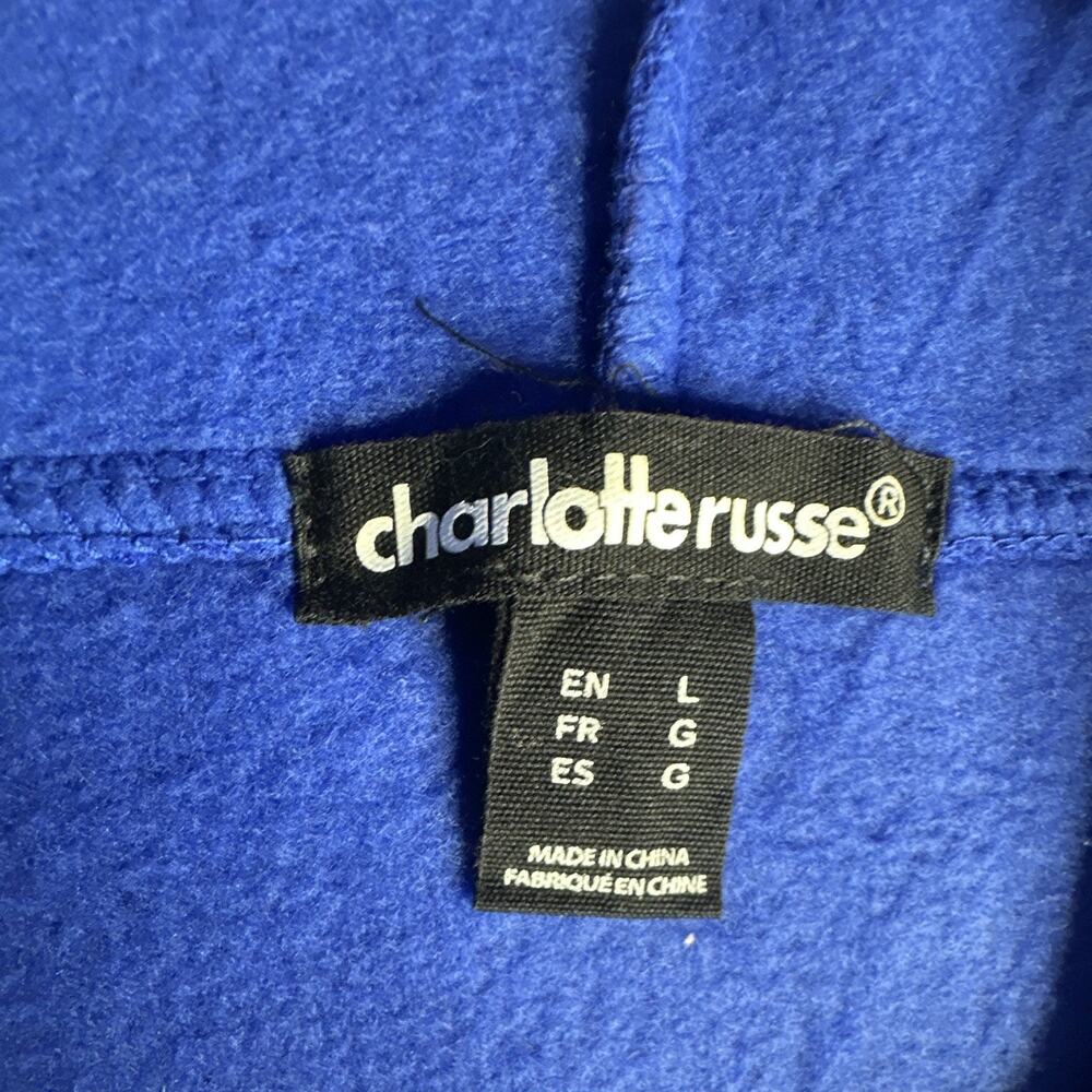Charlotte Russe Women’s Large Blue Full Zip Hoodie Sweatshirt Fleece Y2K Style - Picture 3 of 11